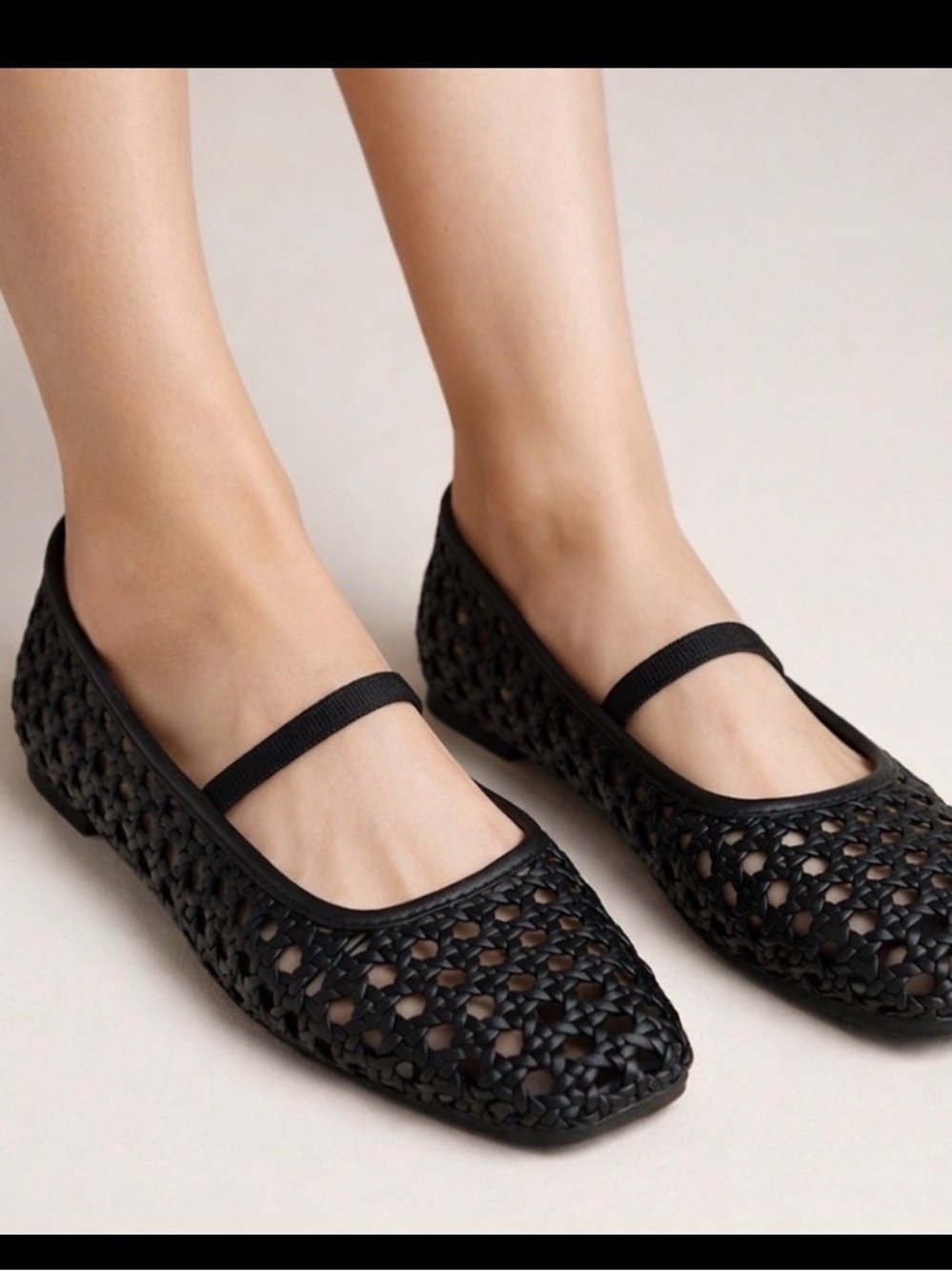 Joie Black Woven Mary Jane Flats NWOT